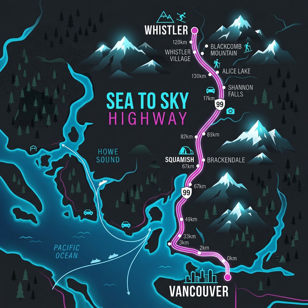 Rota Vancouver para Whistler - Sea to Sky Highway